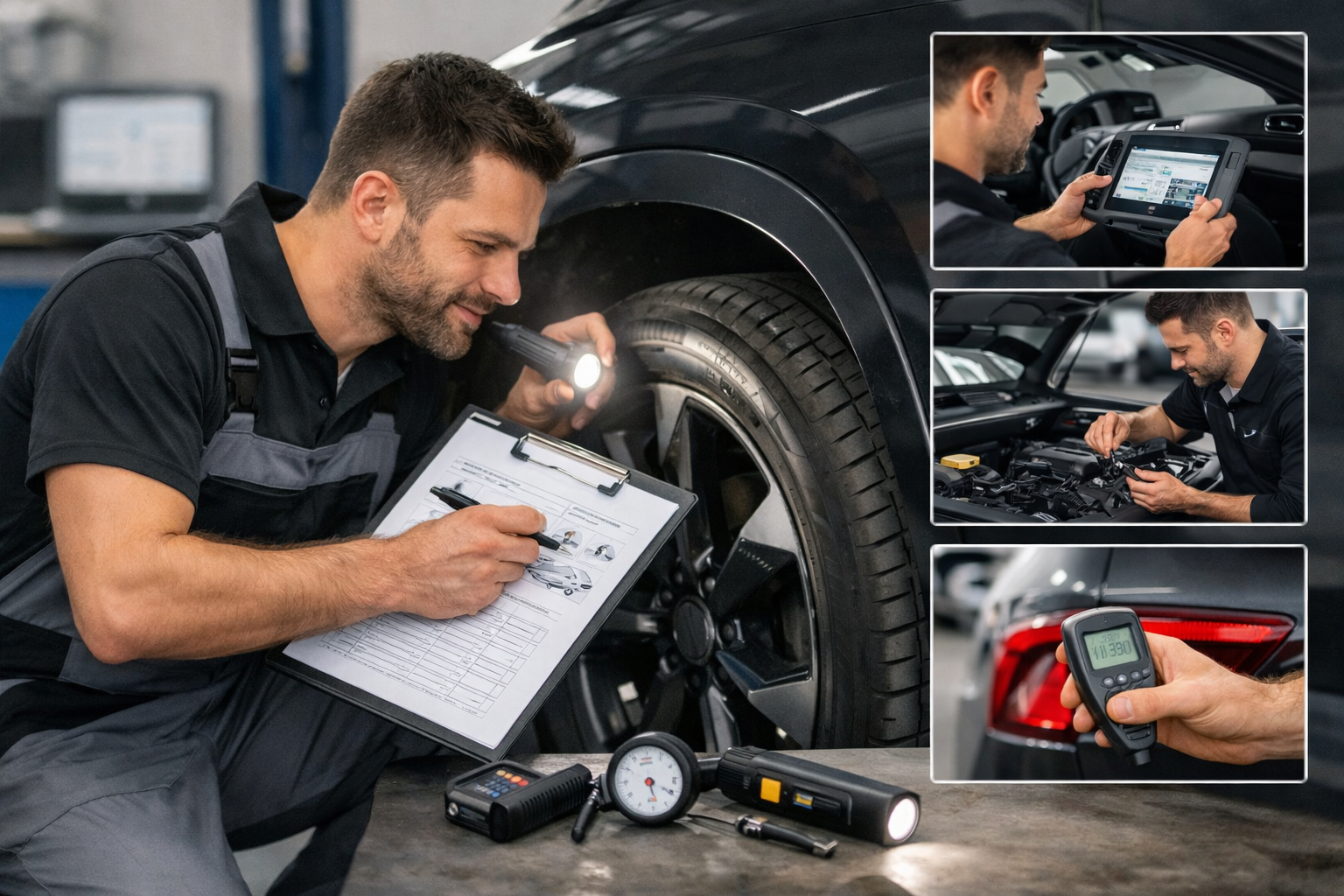 Kontrola podvozku, motoru, diagnostiky a laku ojetého vozu